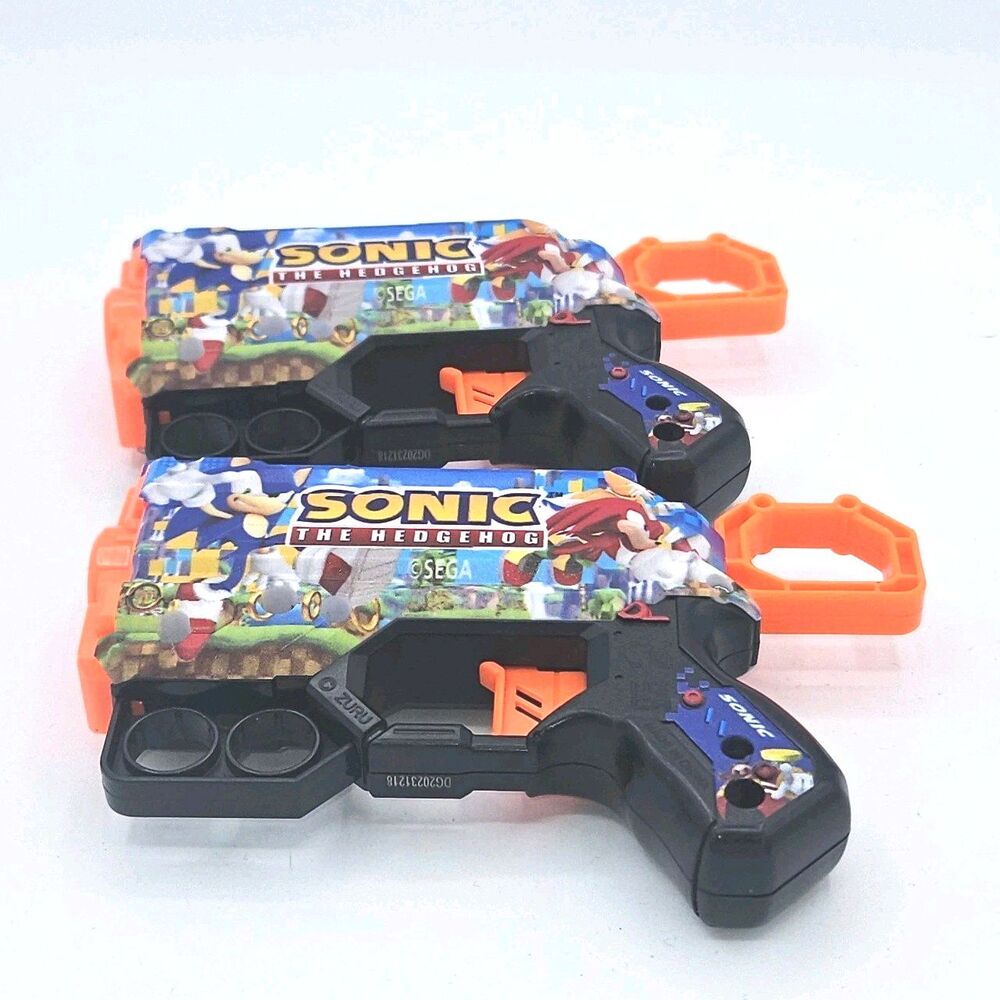 Sonic The Hedgehog Mini Dart Blaster Toy Gun Lot 2 Sega Foam Launcher Toys